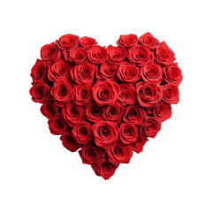 Red roses heart on transparent background