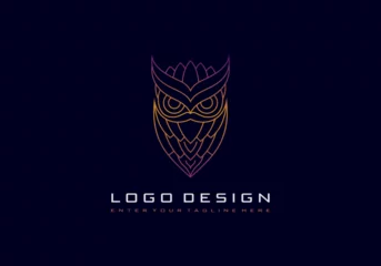 Gordijnen premium vector line art owl logo design © andifrd