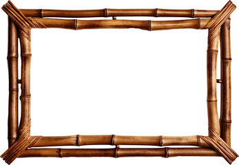 Bamboo frame isolated on transparent background. PNG