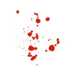 Isolated red paint blood splatter overly