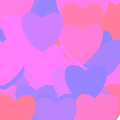 Brightly colored abstract heart shape collage background