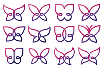 set of creative abstract butterfly logo design.