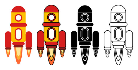 rocket launch vector. outline, silhouette