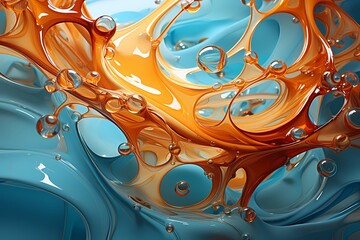 Shimmering azure liquid dancing in intricate patterns under soft light