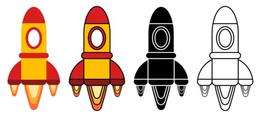 Muurstickers Ruimteschip rocket launch vector. outline, silhouette