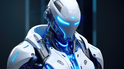Futuristic Robot blue and white color