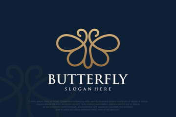 set of Butterfly logo. Luxury line logotype design. Butterfly symbol logotype. Vector illustration