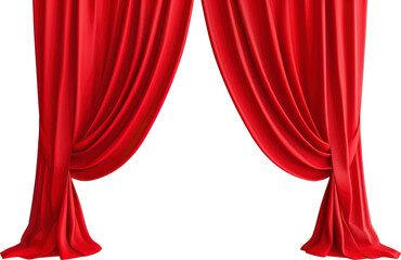 Red curtain isolated on transparent background. PNG