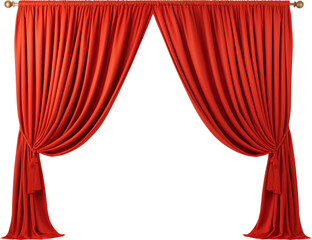 Red curtain isolated on transparent background. PNG