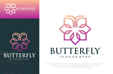 set of creative abstract butterfly logo design. Vector illustration