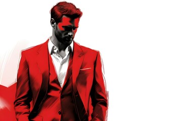 Stylish male model with a red theme