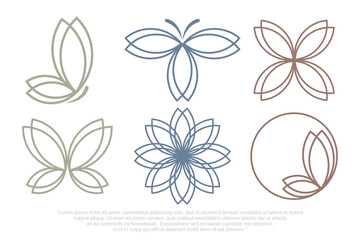 Set of abstract butterfly logo design . Butterfly line drawing . vector illustration - obrazy, fototapety, plakaty