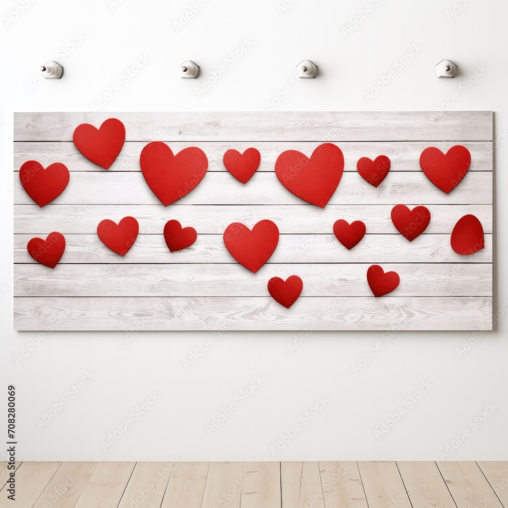 Poster love paper heart on string. valentine day concept, copy space. generative ai