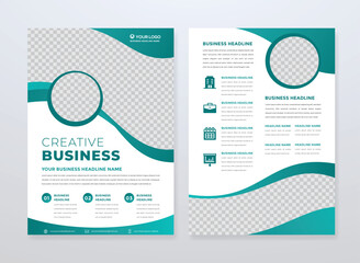 company flyer minimalist layout and modern style business brochure template design - obrazy, fototapety, plakaty