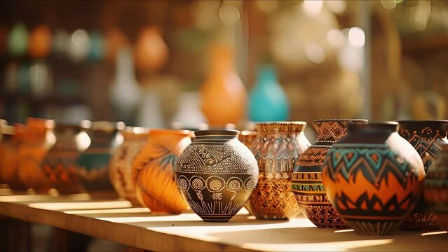 Exquisite pottery pieces on display, showcasing the skilled craftsmanship and deeprooted cultural traditions of the community.
