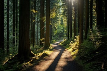 Fototapeta premium Trail in Redwood Forest, Vancouver, British Columbia, Canada