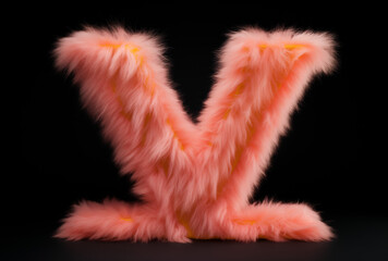 Fototapeta premium Letter V made of down feather.Down feather font concept. Unique collection of letters and numbers. Spring, summer and valentines creative idea