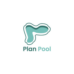 Swimming pool logo in the shape of the letter P.
