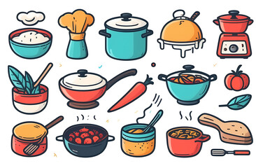 A set of icons on culinary themes on a white background