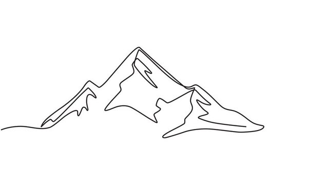 Mountain landscape concept animation video in continuous line style. Mountain landscape in moving line animation video style. motion graphic one line style animation footage. 4k videos