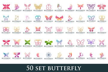 set of creative abstract butterfly logo design. Vector illustration