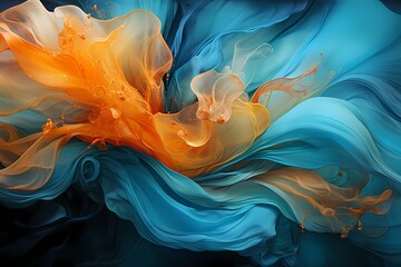Turquoise liquid unfolding in a surreal dance of colors and light