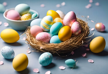 Fototapeta na wymiar AI Generative illustration of a traditional Easter holiday desig