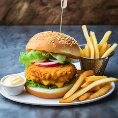 Double Decker Crispy Chicken or Doppler Burger. Double Decker Crispy Zinger Burger with cheese