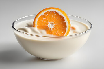 Orange fruit Floating in milk, yoghurt, sour cream, Splash - obrazy, fototapety, plakaty