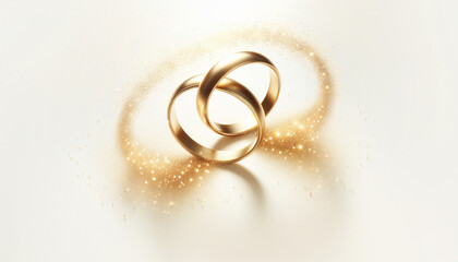 Ceremony of Love: Exquisite Golden Wedding Rings Set Against a Sparkling background, Extending the Perfect Invitation to the Wedding Day