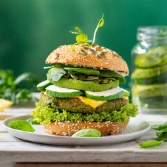 Savoring Green Goodness- Vegan Burger Delight with Fresh