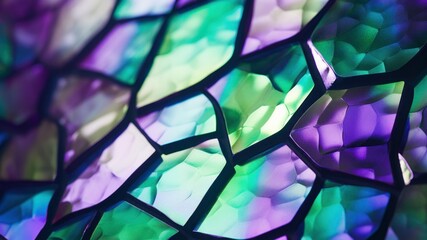 Mosaic of Dreams: A Close-Up of Stained Glass-Inspired Abstract Art, Horizontal Wallpaper Background
