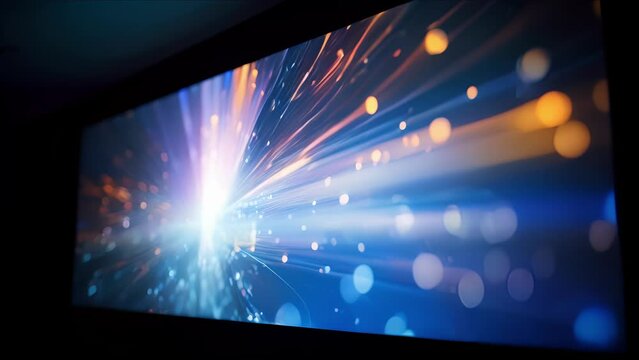 Closeup of a projector casting dynamic visuals onto a blank wall, creating an everevolving canvas.
