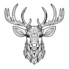 Elk Head SVG Black and White Illustration Art Generative AI.