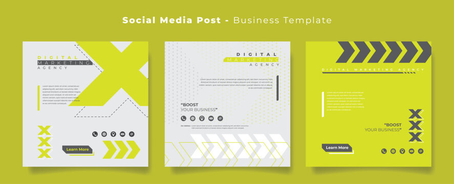 Social media post template in white and light green sporty background style for advertising design