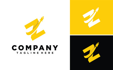 Letter Z Initial with Rocket Modern logo design