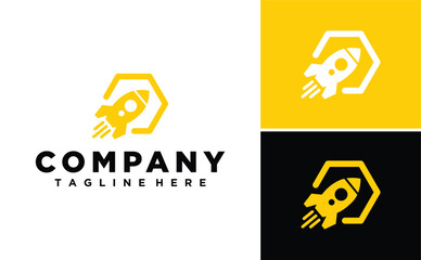 Modern Rocket Shape logo design