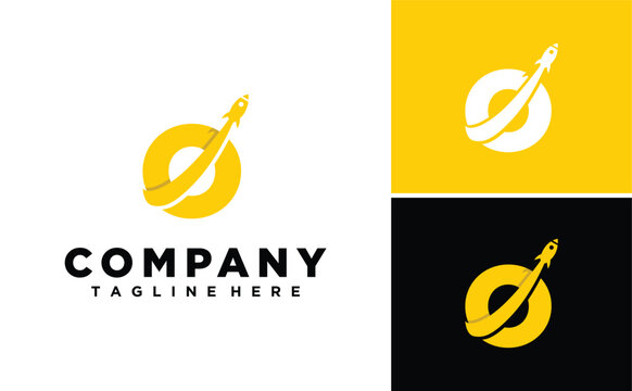 Letter O Initial with Rocket Modern logo design
