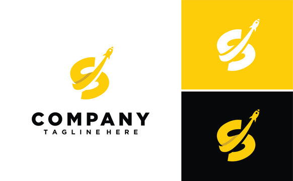 Letter S Initial with Rocket Modern logo design