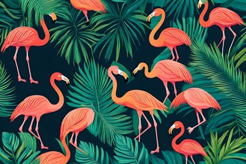 Fototapeta premium seamless pattern of flamingos
