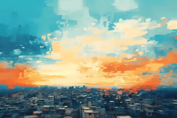 Obraz premium top view of the city under the sky