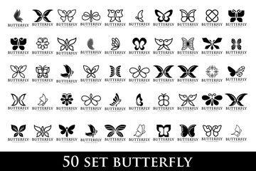 Naklejka premium set of creative abstract butterfly logo design. Vector illustration