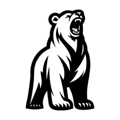 Vector logo of a mad polar bear. Black and white illustration of a roaring grizzly. professional logo for esport, emblem, tattoo.