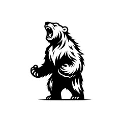 Vector logo of a mad polar bear. Black and white illustration of a roaring grizzly. professional logo for esport, emblem, tattoo.