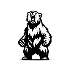 Vector logo of a mad polar bear. Black and white illustration of a roaring grizzly. professional logo for esport, emblem, tattoo.