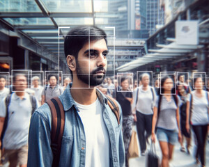 facial recognition of people in the street