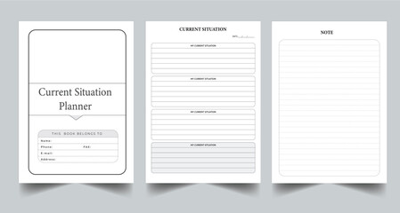 Editable Current Situation Planner Kdp Interior printable template Design.