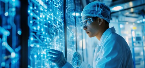 Fototapeta premium Engineer developing innovative technology by AI generate.