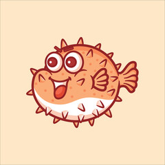 Puffer fish cartoon animal illustration