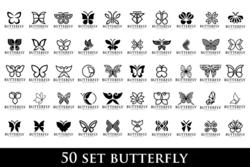 Foto op Plexiglas set of creative abstract butterfly logo design. Vector illustration © su